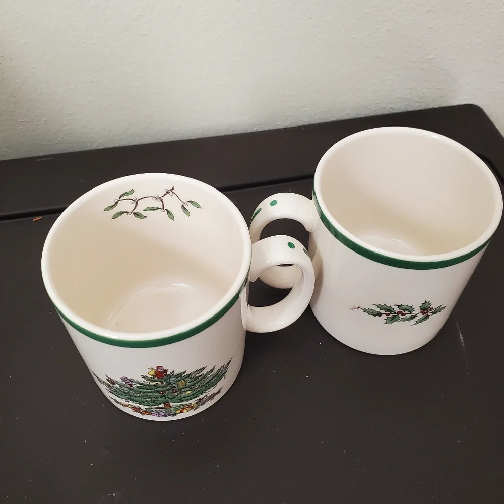 🎄 SPODE Christmas mugs set of 2 Christmas trees like new - Picture 6 of 9